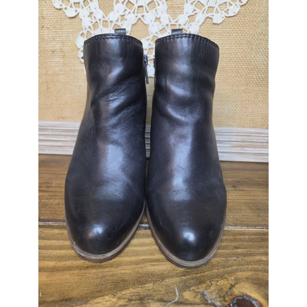 Lucky Brand Women's 7 W Black Leather Basel Moto Ankle Zip Biker Boots Booties - Picture 2 of 12